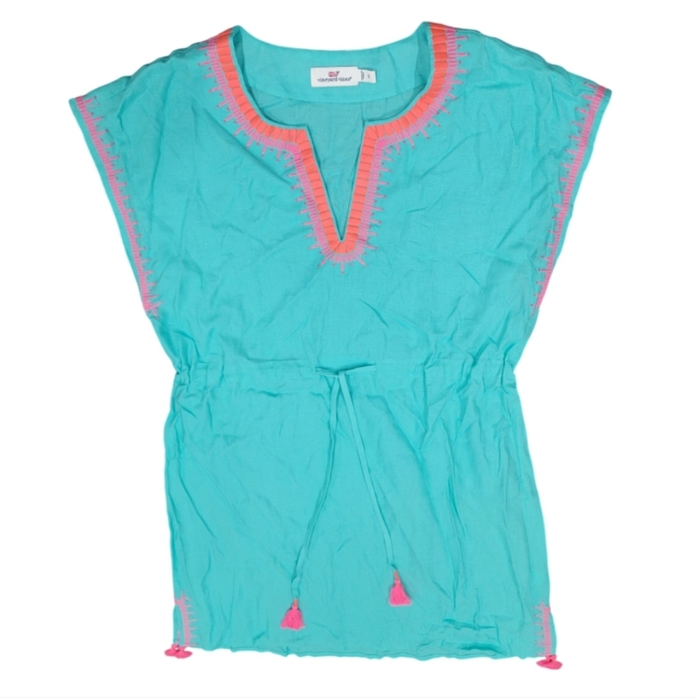 Vineyard Vines Women's Turquoise & Pink Dress - Size Small